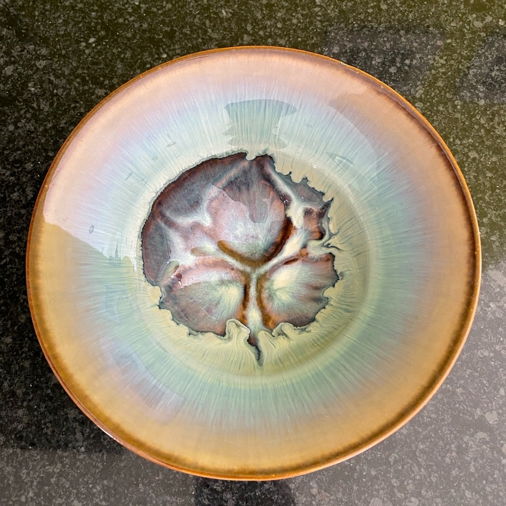Bill Campbell Pottery Lotus Drip Bowl Approximately 8 inches wide. Signed